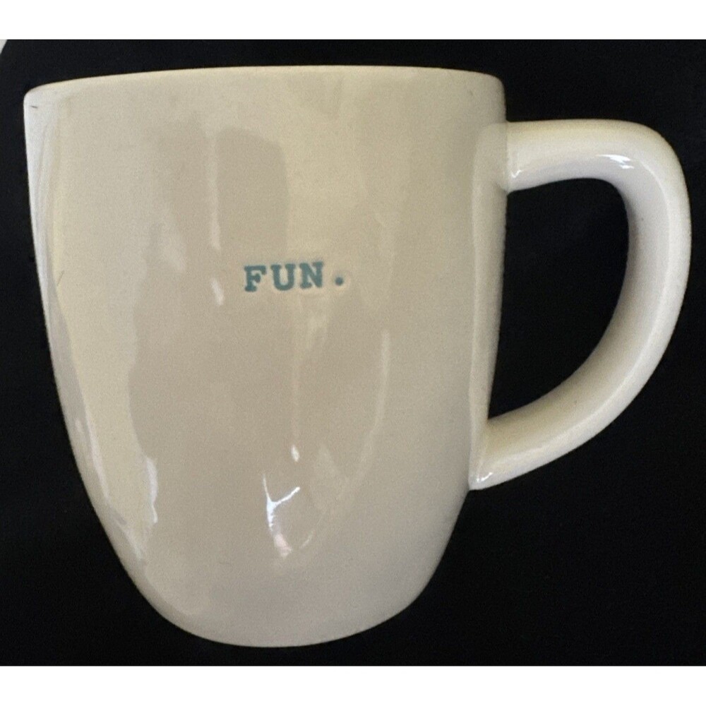 Rae Dunn ‘FUN’ Artisan by Magenta Coffee Mug Tea Cup White Teal Fun New W Tag